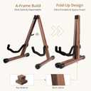 MUSO Guitar Stand,Acoustic Guitar Stand,Wood Classical Electric Guitar Stand,Foldable Bass Guitar Stand,Guitar Accessories also fit Bass,Violin,Ukulele(America Black Walnut)