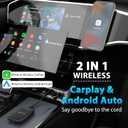 2025 Upgraded Wireless Carplay and Android Auto Dongle Support Netflix/YouTube, CarPlay Ai Box with USBAC and USBCC Cable for iPhone Android,Convert Wired to Wireless Car Play Stream to Your Car