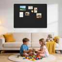 Large Bulletin Board, 48 X 36 inches Felt Board Notice Pin Board, 4' x 3'Cork Board Alternative for Wall, Self-Adhesive Vision Board Mood Board Foldable Photo Board with 30 Pushpin (Black)