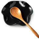 Miamolo Spoon Rest for Kitchen Counter, 5.3" Ceramic Spoon Holder for Stove Top, Cute Spoon Rests Spatula Holder for Multiple Utensils, Farmhouse Kitchen Decor Black