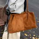 Suede Purses for Women 2025 Fall Trendy Slouchy Shoulder Bag Suede Handbags Vintage Tote Large Capacity Commuter Bag