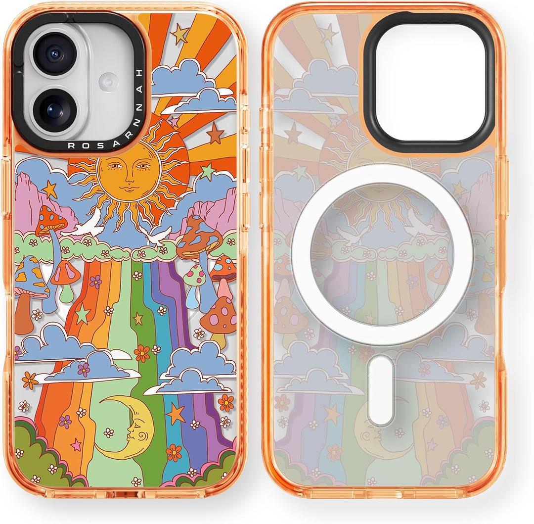 for iPhone 17 Case Cute - Compatible with Magsafe - Military-Grade 6.6 ft Drop Protection Shockproof Phone Case - Mushroom Design (6.3') Cosmic Orange