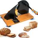 Manual Bread Slicer with Hand Crank & Adjustable Thickness - Sturdy Suction Base for Stable Even Slicing, Stainless Steel Blade & Easy Clean - Perfect for Homemade Sourdough, Crusty Bread, Sandwiches