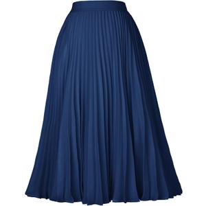 GRACE KARIN Women High Elastic Waist Pleated Chiffon Skirt Midi Swing A-line Skirts (Medium)