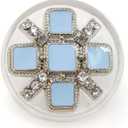 Clear Resin Base Silver Lake Blue Enamel Piece Silver Sewing Shank Buttons 20 Pcs - 18mm, 23/32"