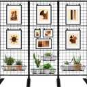 Room Divider Freestanding Gridwall, 3 Panel Folding Display Board Organizer with Base Feet, Privacy Screens Portable Freestanding Display Board Wire for Craft Shows Events Retail 51.2"W x 78"H