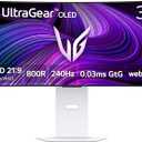 LG 34GX90SA-W 34-inch Ultragear WQHD (3440 x 1440) OLED Curved Gaming Monitor 240Hz, 1ms, NVIDIA G-Sync Compatible, AMD FreeSync Premium, VESA DisplayHDR True Black 400, webOS, USB Type-C, White
