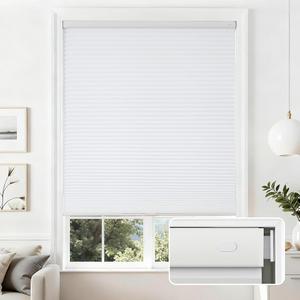 Joydeco No Drill Light Filtering Cellular Shades, 36" W x 64" H, White | Cordless Honeycomb Blinds for Windows, No Drill Blinds for Windows, Thermal Insulated and UV Protection for Home & Office