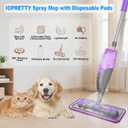 Spray Mops for Floor Cleaning - Wet Dry Mops with 2 Washable + 2 Disposable Pads for Swiffer Powermop - Refillable Bottle for Hardwood Tile Home Kitchen - Absorbs Pet Hair Dust Stains