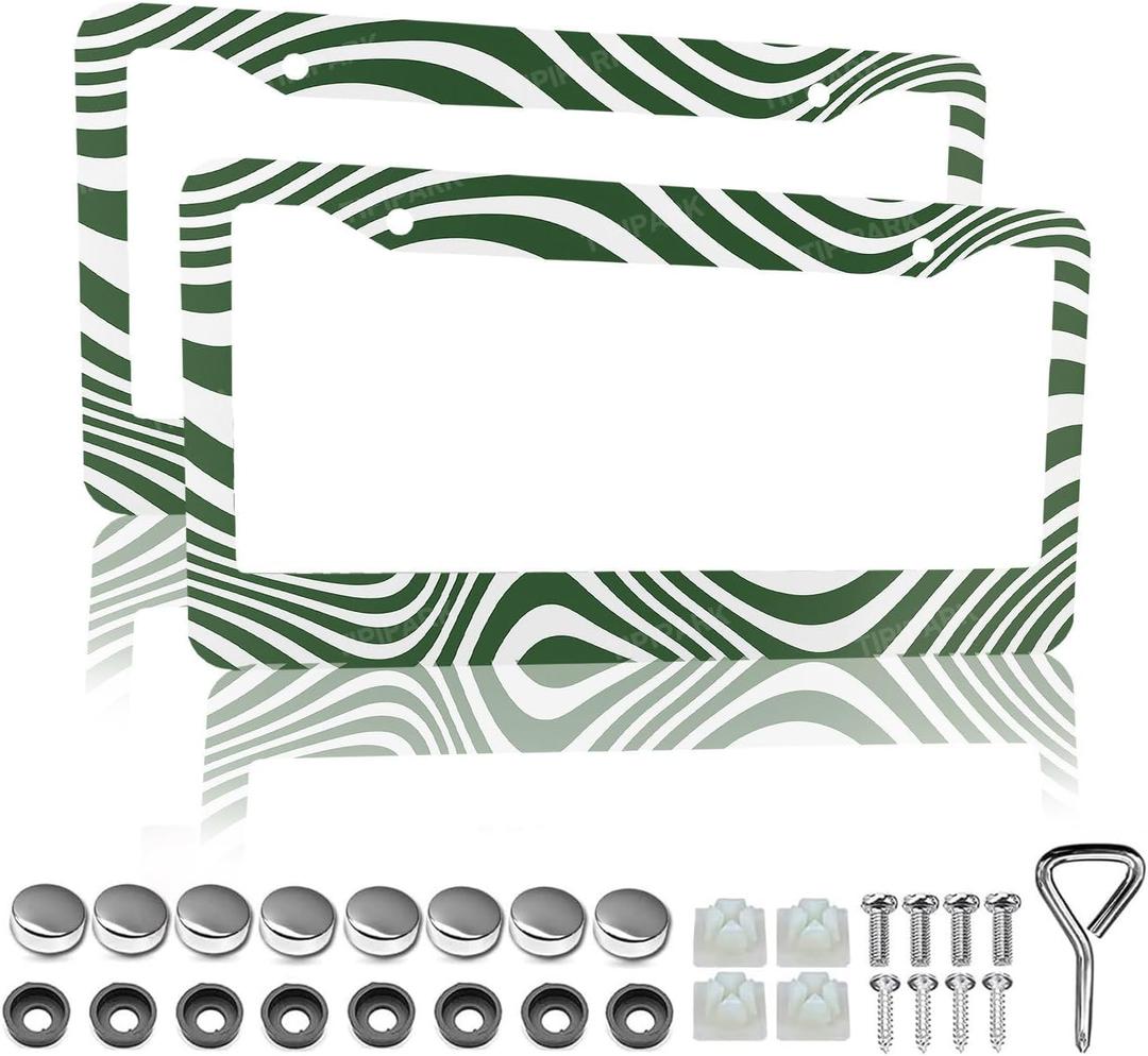 Retro Stripes License Plate Frames - 2 Packs License Plate Holder Funny Personalise Car Stainless Steel Decorative Parts for Standard Us Vehicles 12x6 Inch for Women Men