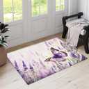 Purple Butterfly Lavender Indoor Door Mat, Outdoor Entrance Doormat for Entryway Kitchen Bathroom 17 X 29 Inch