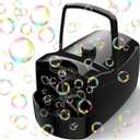Bubble Machine, Automatic 18000+ Per Minute Big Bubbles Blower Maker for Kids Toddlers with 2 Speeds,6 Wands,Operated by Plugin or Batteries for Outdoor/Indoor Birthday Parties,Wedding (Black)