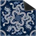 Blue Chinese Dragon Mahjong Mat 31.5" x 31.5", Vintage Oriental Chinoiserie Non-Slip Noise Reduction Mahjong Table Cover Accessories Supplies for Dominoes Poker Card Board and Tile Games Gifts
