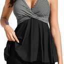 AI'MAGE Women's Tankini Swimsuit Two Piece 2025 Halter V Neck Bathing Suit with Shorts Tummy Control Modest Swimwear (Large)