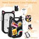 Mity rain Hand Sanitizer Spray Case Compatible With Touchland, Cute Silicone Hand Sanitizer Holder Keychain with 4 Charms, Portable Refillable Sanitizer Accessory, Gift For Women And Teens(Black)
