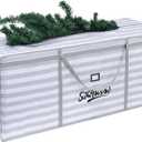 Christmas Tree Bag, 7.5 ft Christmas Tree Storage Bag, Reusable Heavy Duty 600D Oxford Cloth Bag, Built-in Double Mesh Pockets for Large Artificial Xmas Tree (501620in, Gray-White Stripes)