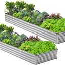 2PCS 12x3x1ft Galvanized Raised Garden Bed,Outdoor Planter Box Metal Patio Kit Planting Bed for Vegetables Flowers Herb,Silver