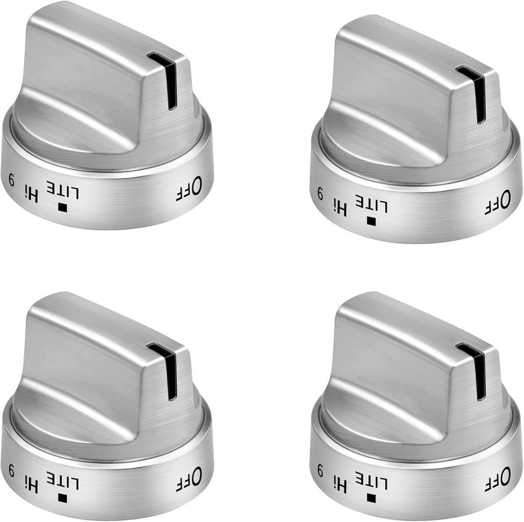 4PCSStainless Steel Stove Knob WB03X24818 Compatible for GE Stove Knobs Replacements/General Electric Stove Parts
