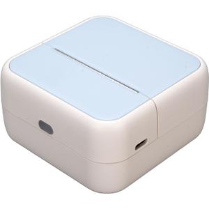 Hyuduo Portable Thermal Label Printer with BT, 57mm Width, 1500mAh Battery, 5 Paper Rolls, Blue, Compatible with iOS, for Tickets, Labels, Barcodes