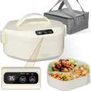 Cordless Electric Lunch Box, 1L Heated Lunch Box, 16000mAh Battery Powered, Fast Heating, 3-Compartment Tray, Portable for Car, Truck, Office, Camping
