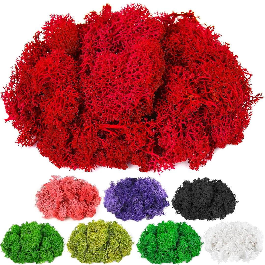 CCINEE Moss Preserved, 4 OZ Fake Reindeer Moss for Potted Plants for Craft Arts Floral Wall Decor Wedding Centerpieces Fairy Garden Artificial Terrariums Decoration for Christmas(Rose Pink)