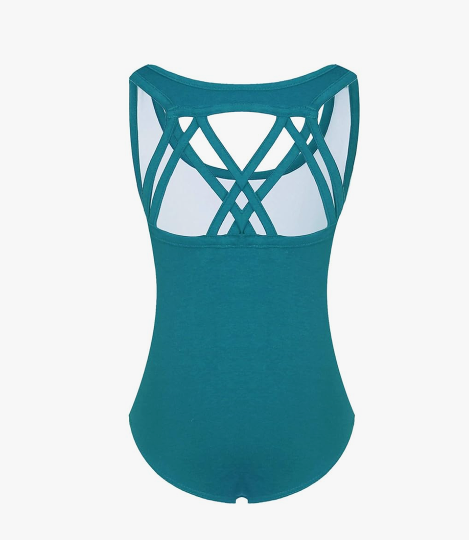 Phineein Girls Sleeveless Ballet Gymnastics Leotards - Kids Athletic Crisscross Back Dancewear Unitards Teal 6 Years