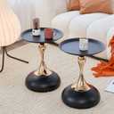 Elegant Modern Side Table - Featuring a Unique Hourglass Design, Ideal for use in Living Rooms, cafes, Dining Rooms, bedrooms, and Outdoors - a Fashionable Decoration (2, Black)