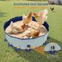 Chicken Dust Bath Tub, 31.5'' D * 7.9'' H Chicken Dust Bath Container with 16 Ground Stakes, Foldable Design, Tough PVC, Dust Bath for Chicks, Chicken House Cleaner Container, Chicken Coop Accessories