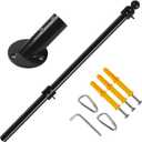 27" Flag Pole Kit for House & Storefront, Stainless Steel Tangle Free Flag Pole with Wall Mount Bracket, Outdoor Flag Pole for Porch, Small Spaces & Shop Entrance (Black)