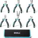 SHALL Mini Pliers Set, 6-Piece Small Pliers Tool Set Includes Needle Nose, Long Nose, Bent Nose, Diagonal, End Cutting and Linesman for Making Crafts, Electronic Repairing & Jewelry with Pouch