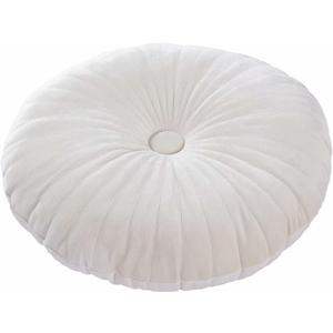 HLOVME Round Pillow Cushion for Couch Velvet Decorative Small Throw Pillow Solid Color for Living Room Bed Floor 13.7”, Beige