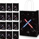 HIYZI 24 Pcs Star Themed Party Favor Goodie Paper Bags Universe Star Decorations Party Supplies Gift Bag Candy Bags Handbag for Kid Boy Girl Birthday Baby Shower
