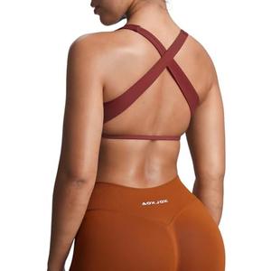 Aoxjox Women's Workout Sports Bras Square Neck Emma Cross Back Fitness Training Gym Bra Yoga Crop Tank.XS