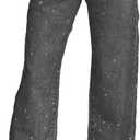 Famnbro Womens Rhinestone Jeans Baggy Y2K High Waisted Straight Wide Leg Sparkly Bling Glitter Denim Pants (Large, Grey)