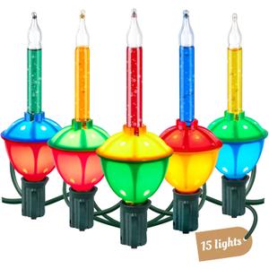 Minetom Christmas Bubble String Lights - 15 Counts Christmas Lights Bulb, Multicolor Bubble Decorative Lights for Christmas Tree Holiday Celebrations Lighting, Multicolor