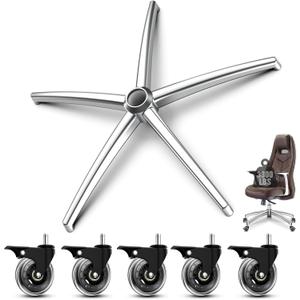Office Chair Base with Casters (3300 lbs) - Heavy Duty Alloy, Universal Fit Reinforced Metal Construction, 26" Wide Stable Design with Low Center of Gravity Fits office, Gaming And Executive Chairs.