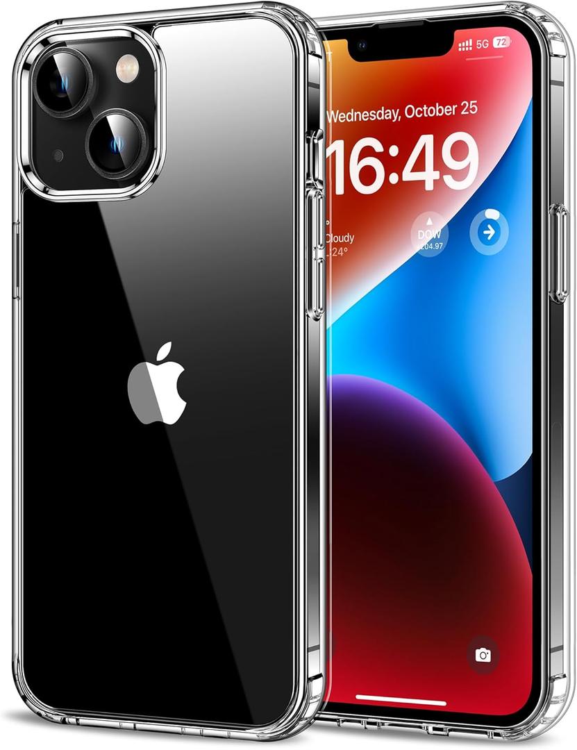 HOOMIL Case for iPhone 14 6.1-Inch, Non-Yellowing, Drop Protection, Anti-Scratch Transparent Hard Back Phone Cover - Crystal Clear