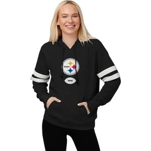 FOCO Women's Standard Striped Sleeve Hoodie (Large, Team)