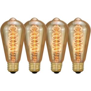 ST64 Edison Light Bulbs, Incandescent Light Bulb 40W, Dimmable Decorative Lightbulbs E26 E27 Bulb, Vintage Lights Bulbs for Outdoor Light Socket LightFixture, 4 Pack