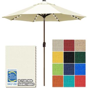 EliteShade USA 10-Year-Non-Fading Solar Market Umbrella with 80 LED Lights Patio Umbrellas Outdoor Table Umbrella with Ventilation