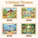 Joyreal Wooden Puzzles for Kids Ages 4-6, 4 x 60 Piece Search and Find Puzzles for Toddlers 3-5, Educational Animal Learning Toys, Birthday Gifts for 3 4 5 6 Year Old Boys Girls