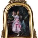 4x6 Ornate Arched Picture Frames,Vintage Gold Hand-Crafted Resin Photo Frame with Easel for Tabletop & Wall