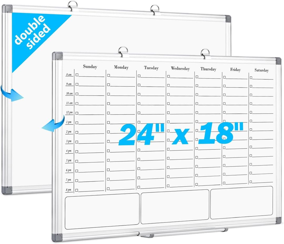 Weekly White Board Dry Erase, Calendar WhiteBoard for Wall 24 x 18