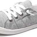 Women's Slip On Canvas Sneaker Low Top Casual Walking Shoes Classic Comfort Flat Fashion Sneakers (6, Grey)