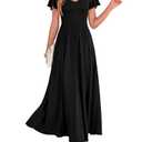 BTFBM Formal Dresses for Women Summer Outfits V Neck Ruffle Sleeve A Line Maxi Elegant Cocktail Wedding Guest Dress 2026 S