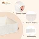 Cotton Linen Drawer Organizer for Baby Clothes, 12Pack Multi-Size Nursery Dresser Dividers for Clothes, Premium Foldable Storage Bins for Bedroom, Closet and Diaper Table, Beige