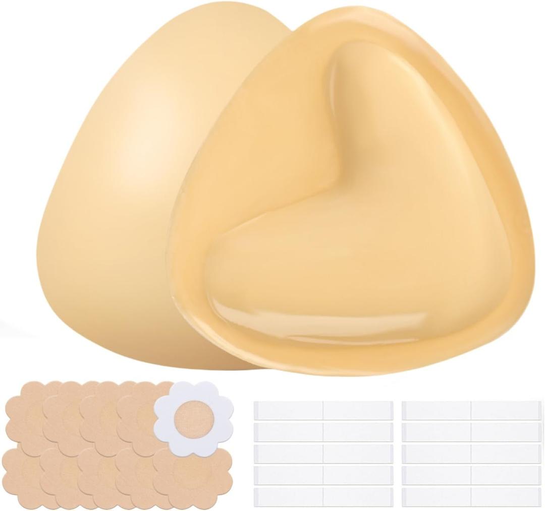 Double Sided Sticky Bra Inserts, Reusable Adhesive Push up Sticky Bra Pads for Women Bikini Swimsuit Strapless Bras (Skin Tone, Size: B)