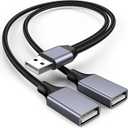 USBA Y Splitter 1 in 2 Out, USB Male to 2 Female Cable for PC, Tablet, Laptop, MacBook, Keyboard, PS4, PS5, Mouse, FlashDrive, LED, Etc.