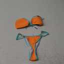 TASHEHE Women's Triangle Thong Bikini Set Sexy String Brazillian Two Piece Swimsuit Cute Bikini Bathing Suit (Large, Orange)