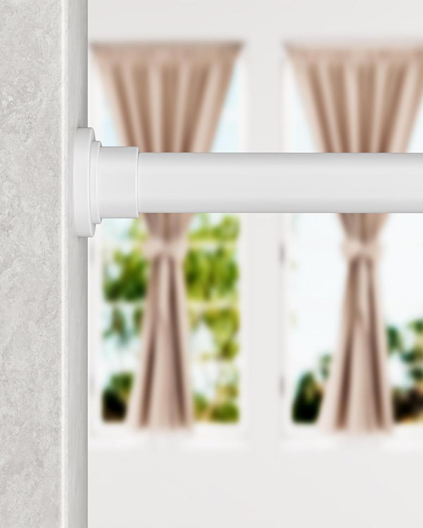 ALLZONE Heavy Duty Tension Shower Curtain Rod 28-42 Inches for Bathroom, Window, Non-Slip, Adjustable with Strong Spring Pole for Closet, Doorway, No Rust, No Drilling, White